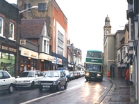 Picture of Bus lane, Newport High Street. January 1990