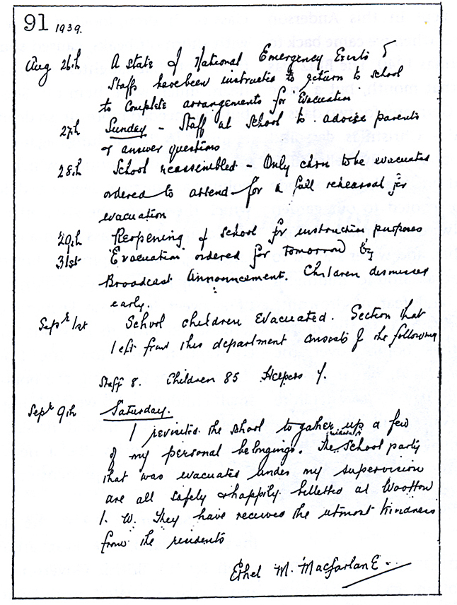 Page of Meon Road (infants) School Log Book
